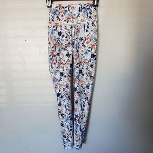 Fabletics Leggings White Colorful Floral Orange Blue Grey Women's XS Up & Coming